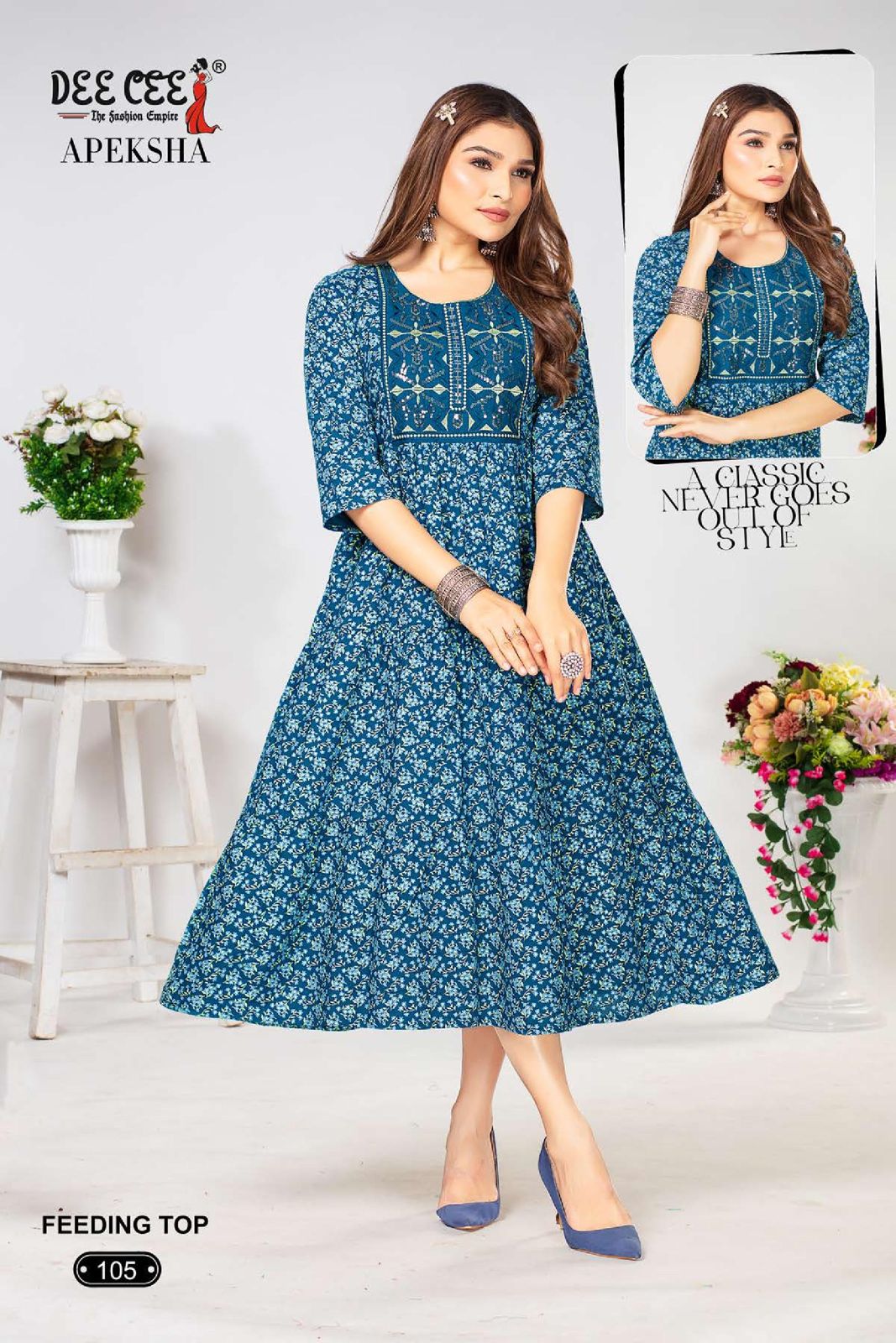 Apeksha By Dee Cee Rayon Floral Printed Anarkali Kurtis Wholesale Shop In Surat
